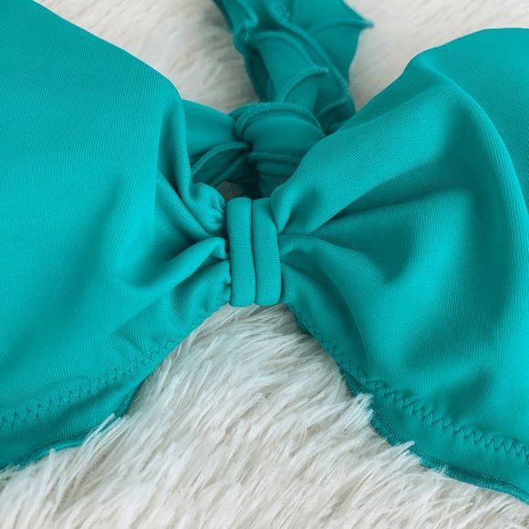 NEW Women's Small Victoria's Secret Bikini Top Swimsuit Bathing Suit Blue Aqua - Picture 2 of 8